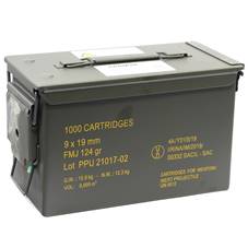 Prvi Partizan Rangemaster 9mm Luger Ammo 124 Grain Full Metal Jacket 1000 Rounds Ammo Can